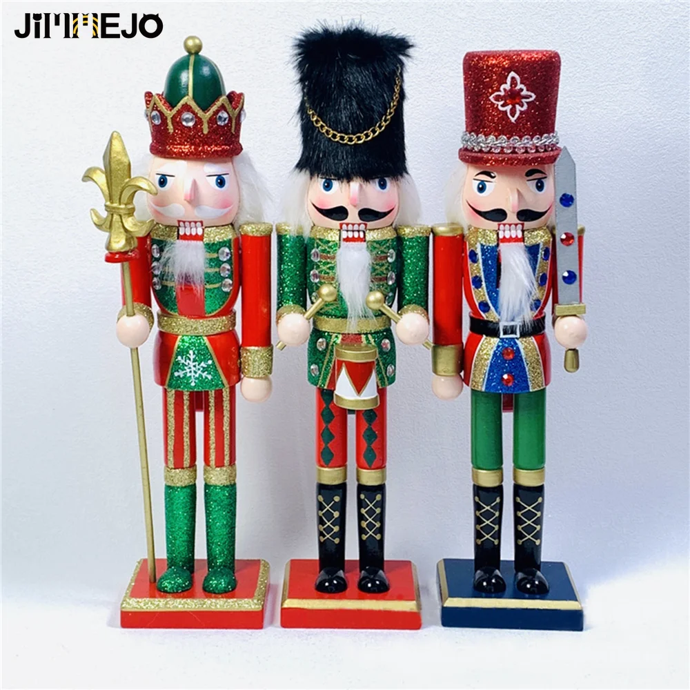 30cm Wooden Nutcracker Doll Soldier Miniature Figurines Vintage
