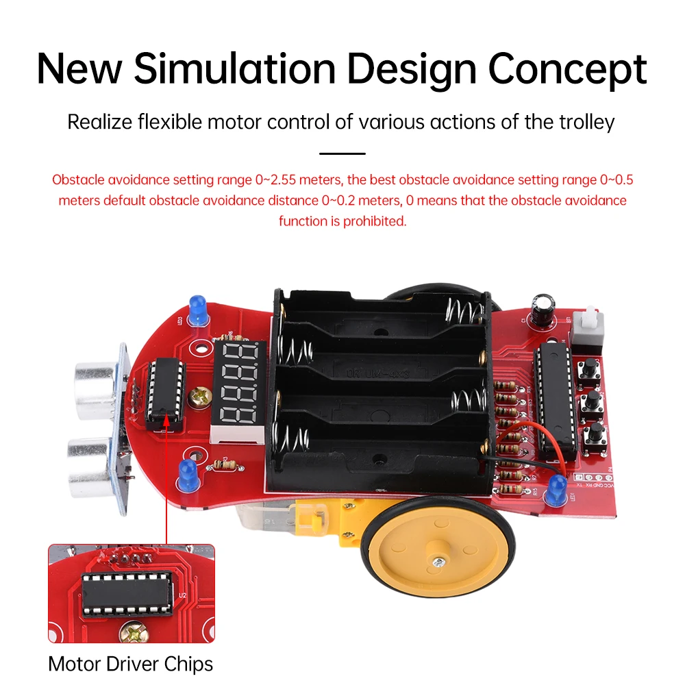 51 MCU Smart Car Ultrasonic Distance Measuring Obstacle Avoidance Car Microcontroller Intelligent Welding Teaching DIY Kit