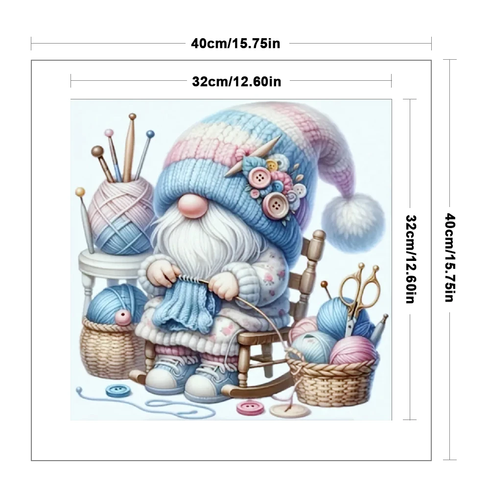 Full Embroidery Eco-cotton Thread 11CT Printed Gnome Cross Stitch Kit Art