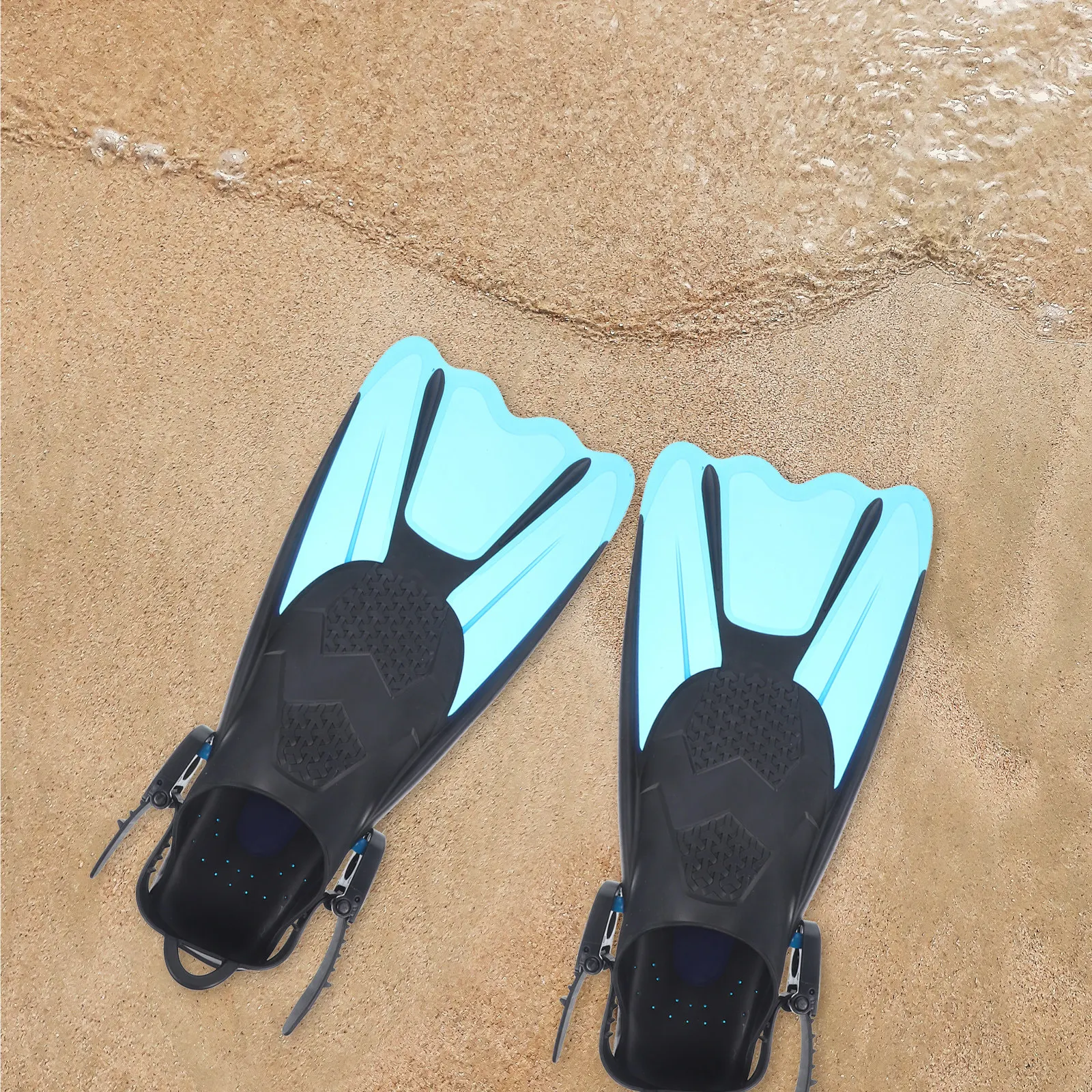 2Pcs 유연한 실리콘 스노클링 핀 오픈 힐 조절 가능한 다이빙 수영 핀 스노클..
