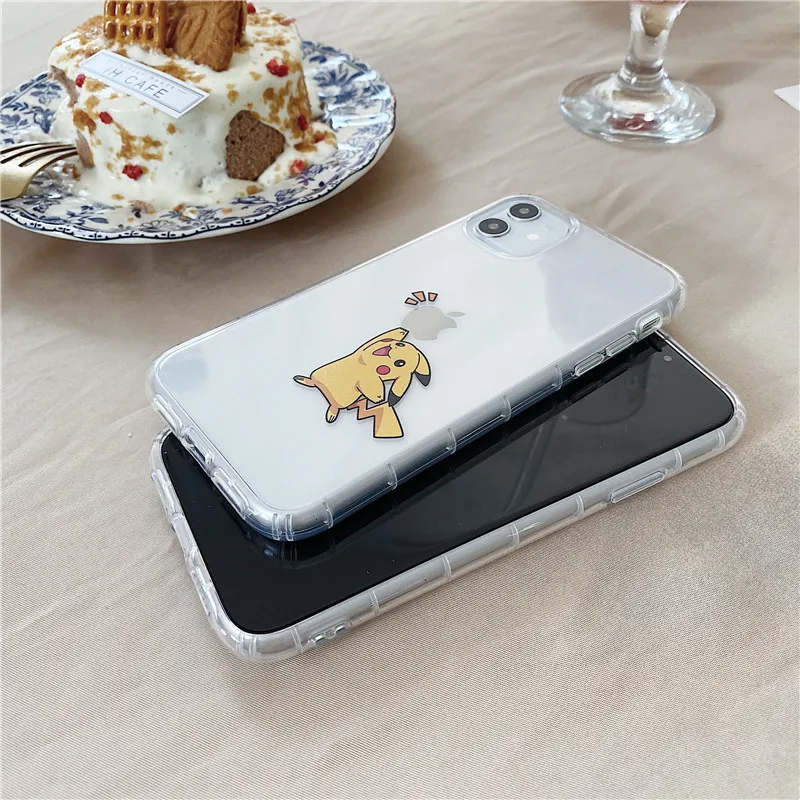 Pokemon Pikachu Phone Case for iPhone 13 12 11 14 15 Pro Max Clear Cover Case