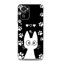 Clear Soft Phone Case with Cute Cartoon Black Cat Design for Redmi Note 10Pro (B5)