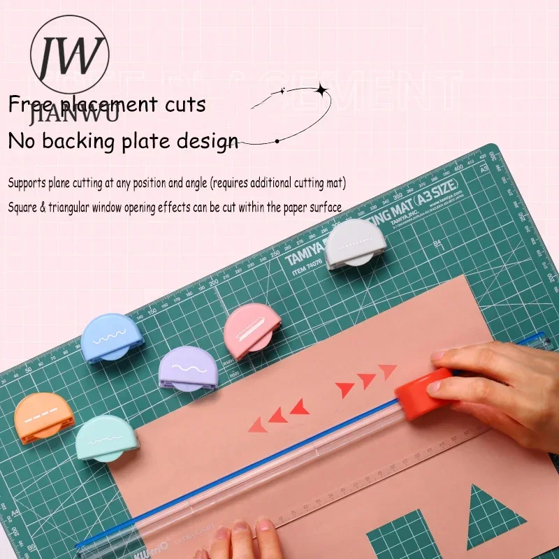 JIANWU Multifunctional Seven-in-one Paper Cutter paper cutter Multiple Cutter Head Combination Cutters Tools Creative DIY Journal Stationery