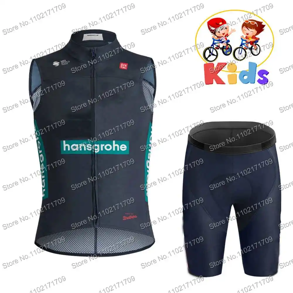 Kids Boraful Hansgrohe Team Cycling Jersey Set Short Sleeve Cycling Clothing Road Bike Shirts Bicycle Shorts Windproof Vest