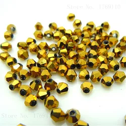 Elegant Black and Silver Bicone Crystal Glass Beads - 100pcs Set (Shining golden)