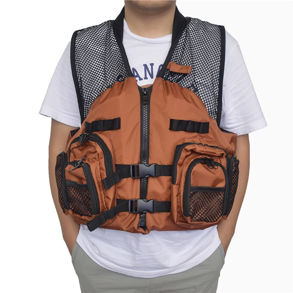 

Outdoor rafting fishing buoyancy vest multifunctional safety buoyancy suit multi-pocket mesh breathable swimming life jacket