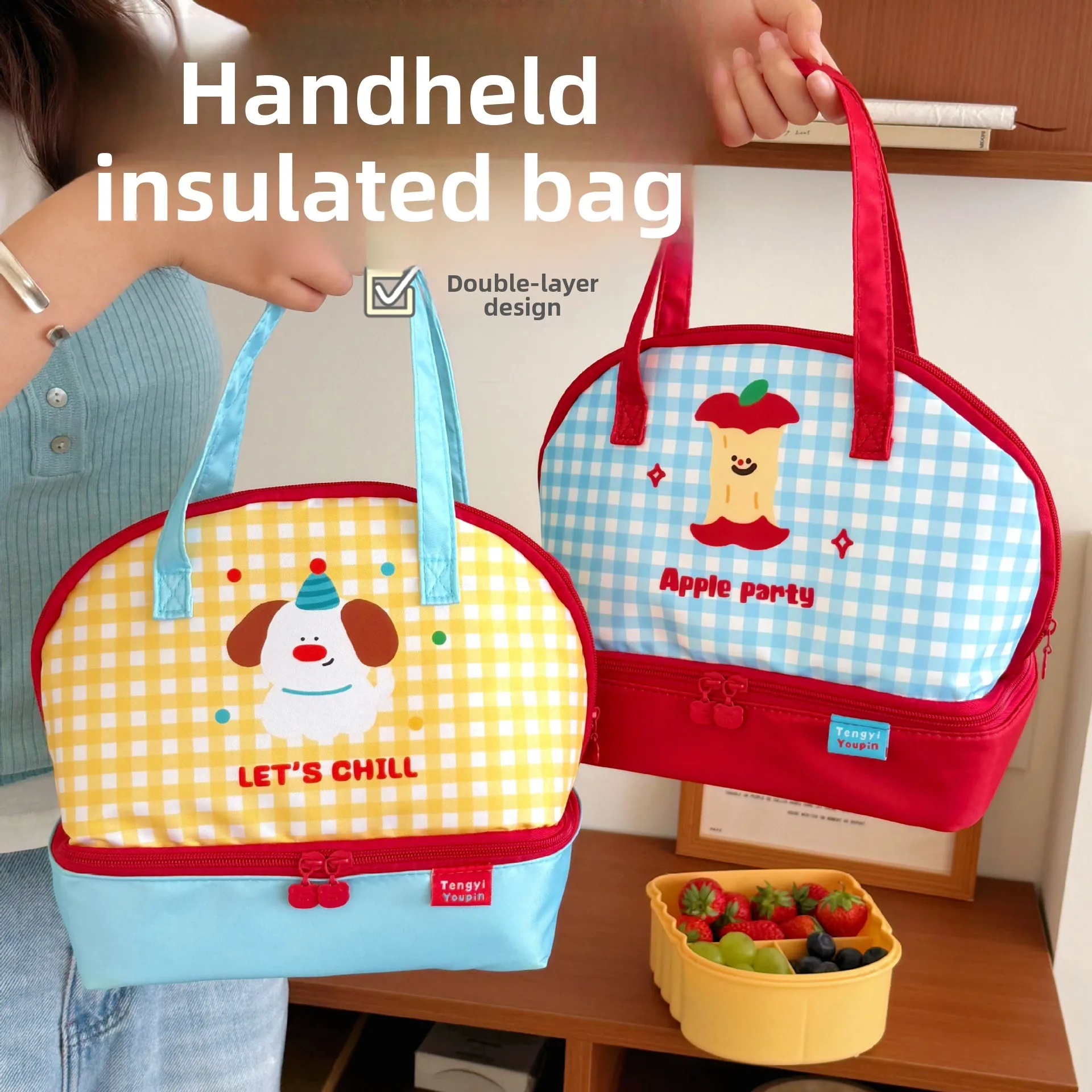 Aluminum Foil Lunch Box Bag Portable Handheld Women's Sle Aesthetic Breakfast Insulated Bag Food Storage Container Bag