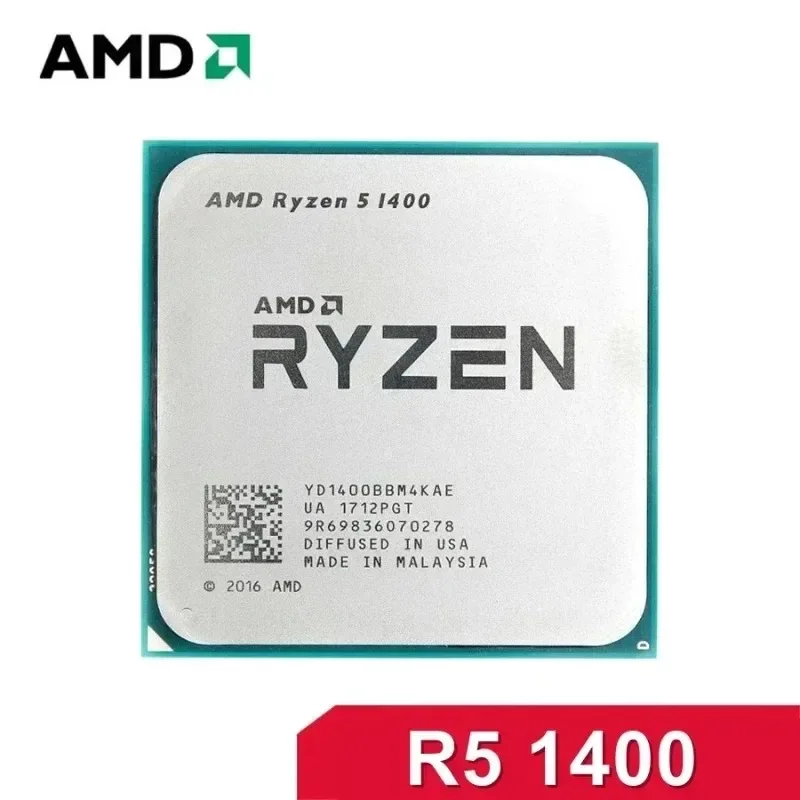 AMD 라이젠 5 1400 소켓 AM4 CPU 4코어 8스레드 3.2GHz 최대 3.4GHz 8MB L3 캐시 65W 언락 데스크탑 게이밍 프로세서