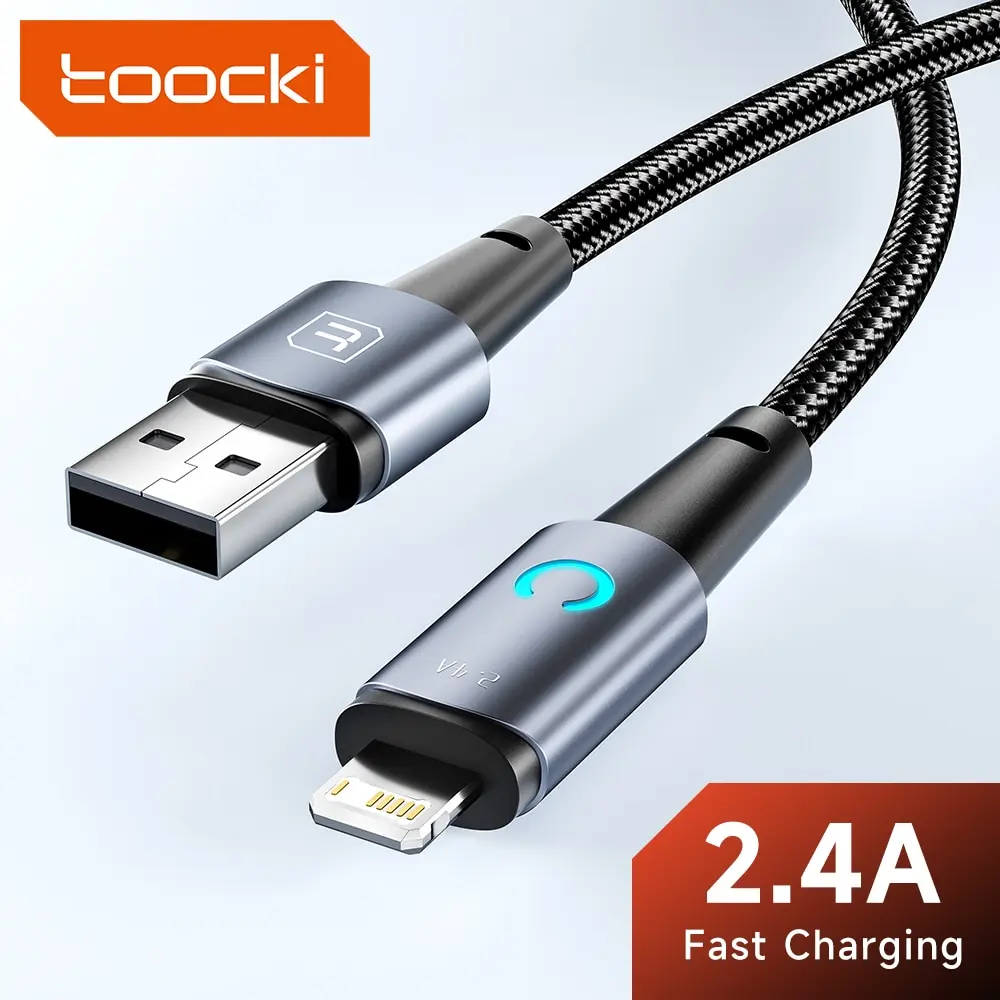 Toocki Dual USB A to Type C/Lightning LED Fast Charging Cable