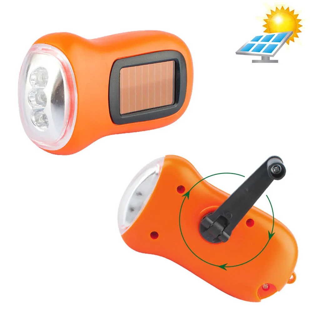Solar Hand crank Dynamo Crank Flashlight 2