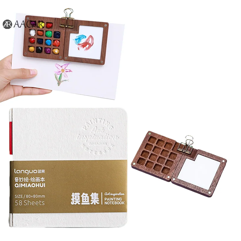 Professional Empty Wooden Nail Art Mini Nail Art Practice Paint Palette 8 Grid Paint Palette Tray Painting Practice Supplies
