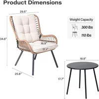 Outdoor Bistro Set, Small Patio Furniture Set with Coffee Table and Thick Cushions, Front Porch Furniture for Lawn, Garden 3