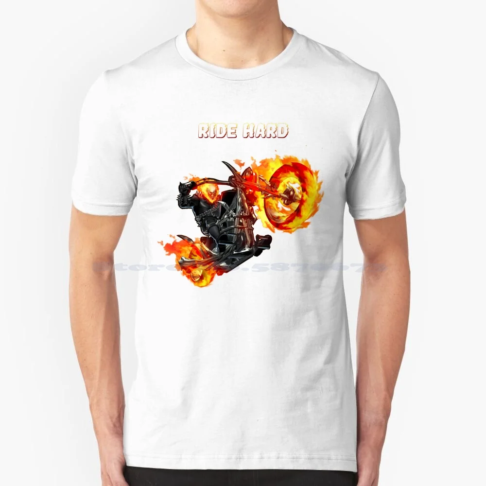 Ghost Rider Ride Hard T Shirt 100% Cotone Tee Ghost Rider Ride Hard