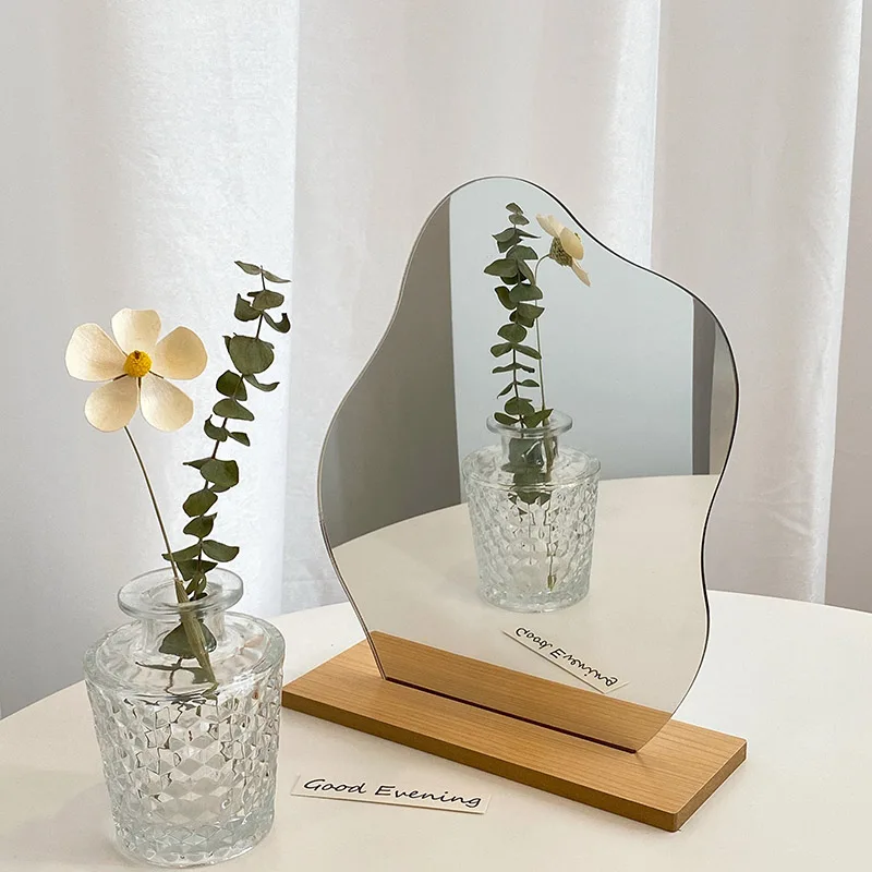 Desktop Dormitory Dressing Mirror Net Red Abnormal Simple Wooden Irregular Makeup Mirror magnifying mirror,acrylic mirrors,wall mirrors,children mirror