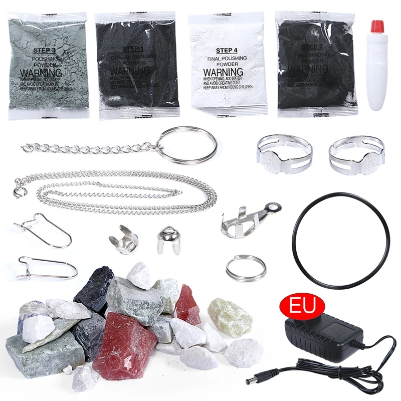 jewelry polisher electric polisher DIY Electric Rock Tumbler Toy Rough Gemstones Polishing Grits Adult Kids Polishing Machine Rock Tumbler Kit 110/220V