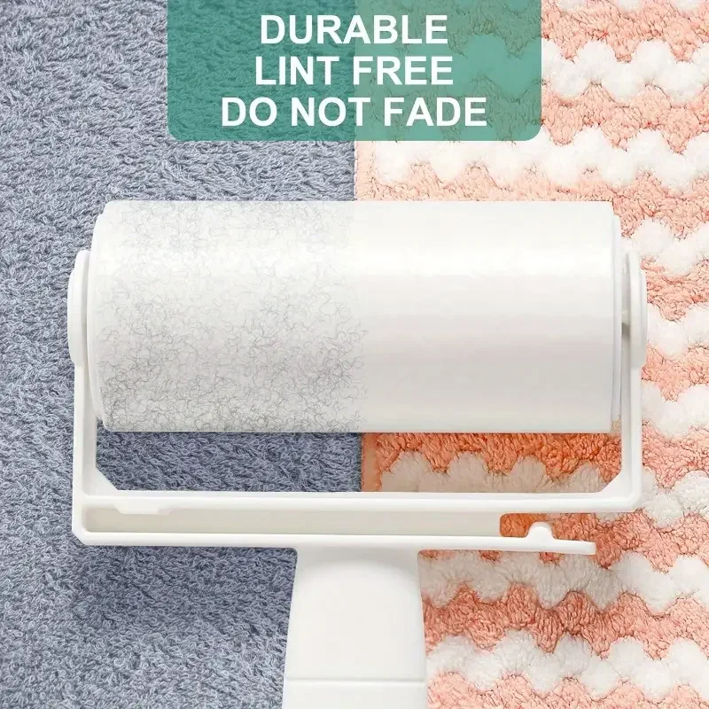 Stack of coral velvet wave-pattern kitchen wipes in assorted colors, placed beside a spray bottle and sponge on a clean countertop 45789