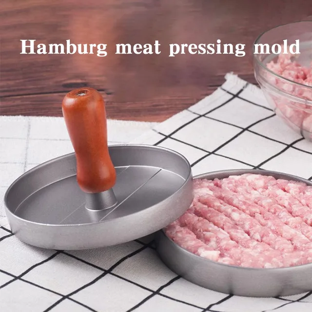 Marhahús Hamburger Sajtó Penész Kézi Húsprés Nem Tapadó Bevonat Burger Patty Étel Bbq Alumínium Ötvözet Kerek Formák - Image 6
