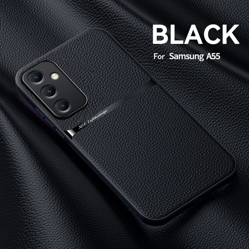 Leather Magnetic Phone Case with Back Cover