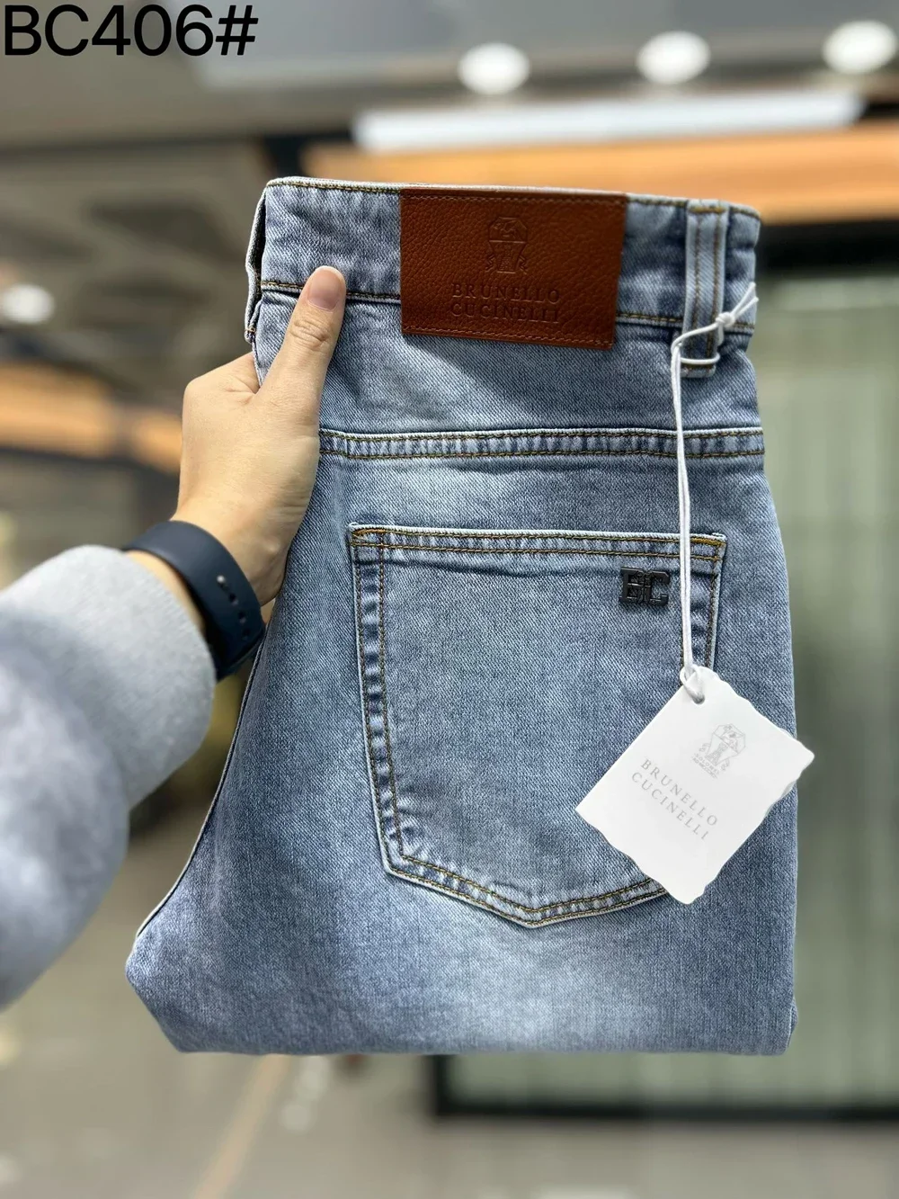 

BILLIONAIRE BLSK CPRT Jeans Thin cotton men 2024 Spring Summer new elastic Blue embroidery size 30-40 comfort Casual pants