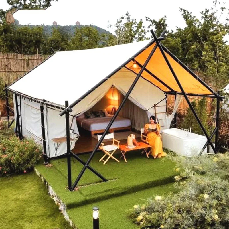 Scenic Area Camp Steel Pipe Bracket Light Luxury Camping Accommodation Triangle Tent B&B Outdoor Leisure Vacation Starry Sky Ten