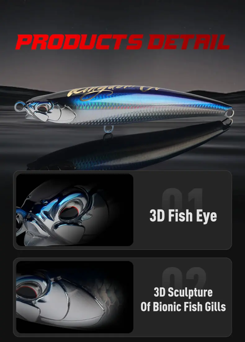 Kingdom GT Floating Pencil Meeresangelköder 160 mm 180 mm 200 mm 40 g 52 g 71 g Z Action Künstlicher harter Köder Wobbler Salzwasserköder – Detail 5