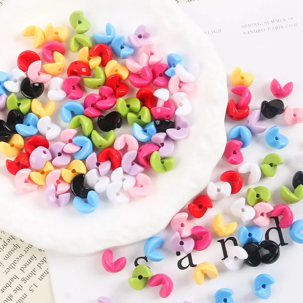 20Pcs 다채로운 아크릴 회전 반원형 비즈 DIY 쥬얼리에 대한 느슨한 스페이서 비즈 매력 귀걸이 목걸이 용품 만들기