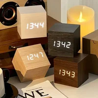 Wooden Digital Alarm Clock with Temperature Sound Control Electronic Clocks Desktop USB/AAA Powered Desperadoe LED Bedside ClocK 1