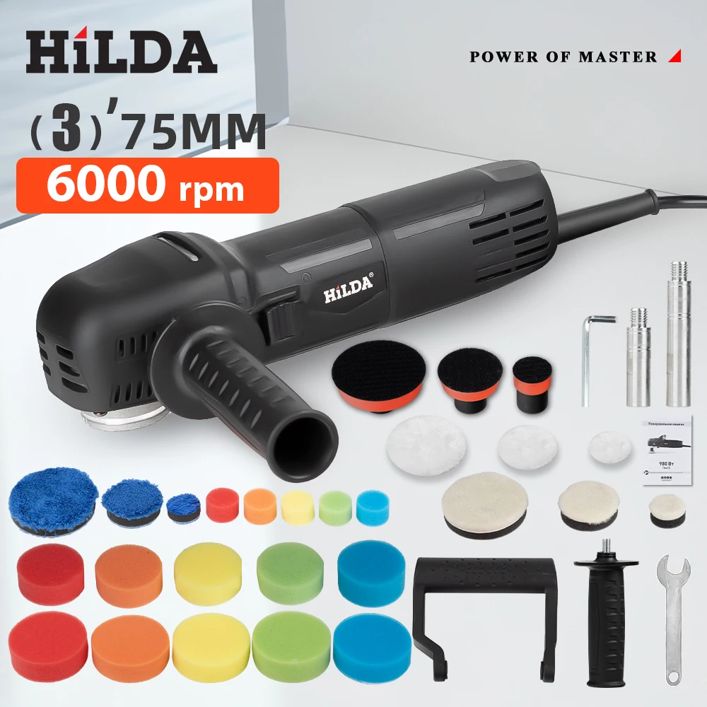 HILDA 3 inch Polisher Adjustable Speed Car Electric Polishing Machine Waxing Machine Car Furniture Polishing Power Tools car polisher cordless car polisher electric polisher