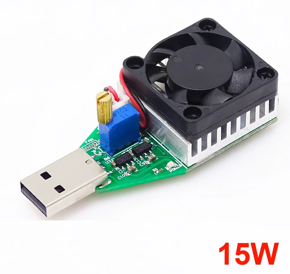 

15W DC3.7-13V Industrial Electronic Test Load Resistor USB Discharge Capacity Battery Tester with Fan Adjustable Current Module