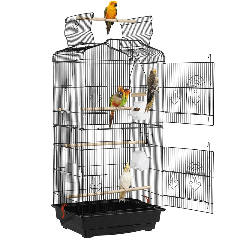 

36" Medium Bird Cage with Open Playtop, Black Easy cleaning