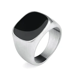 Jiayiqi Men's Punk Rock Stainless Steel Signet Ring - Bold Hip Hop Party Jewelry - 8 (Silver 2)
