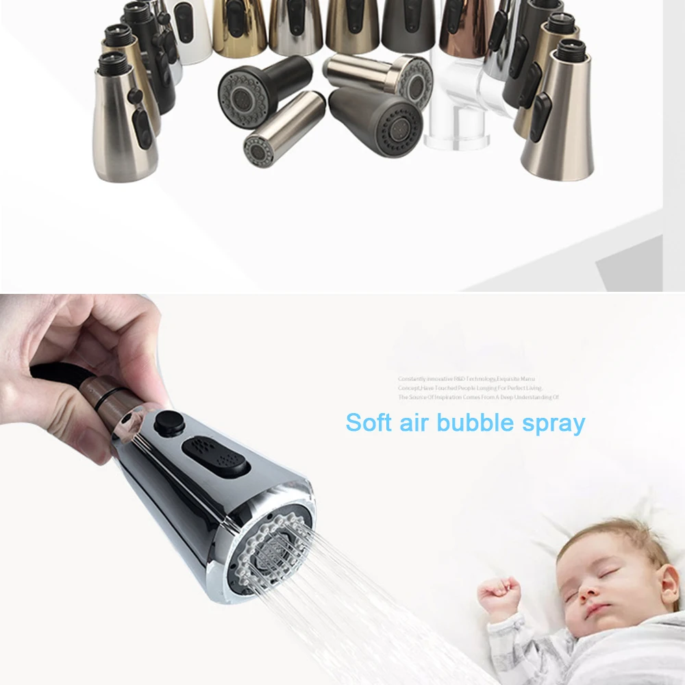 Description Picture 4 of itemG1/2 Kitchen Faucet Head Pull Out Shower Nozzle Sprayer Bathroom Sink Tap Replacement Accessory Black Silver Golden Head Aerator