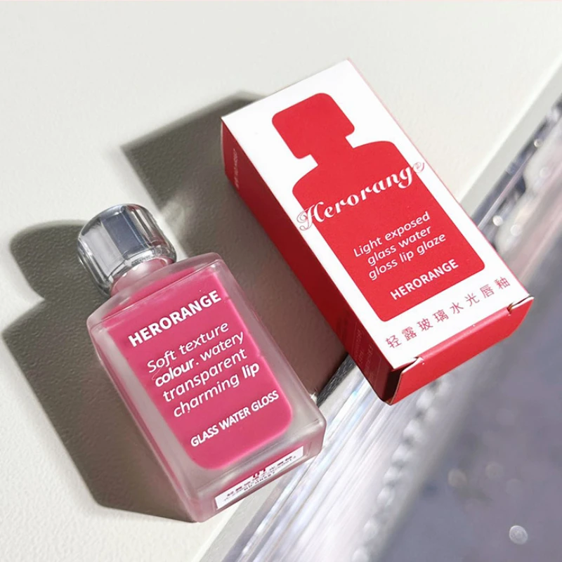 Lightly Glass Water Gloss Herorange Lip Glaze Mirror Moisturizing Plump Lips Not Easy To Stick To The Cup Long-Lasting Makeup lip gloss lip glaze