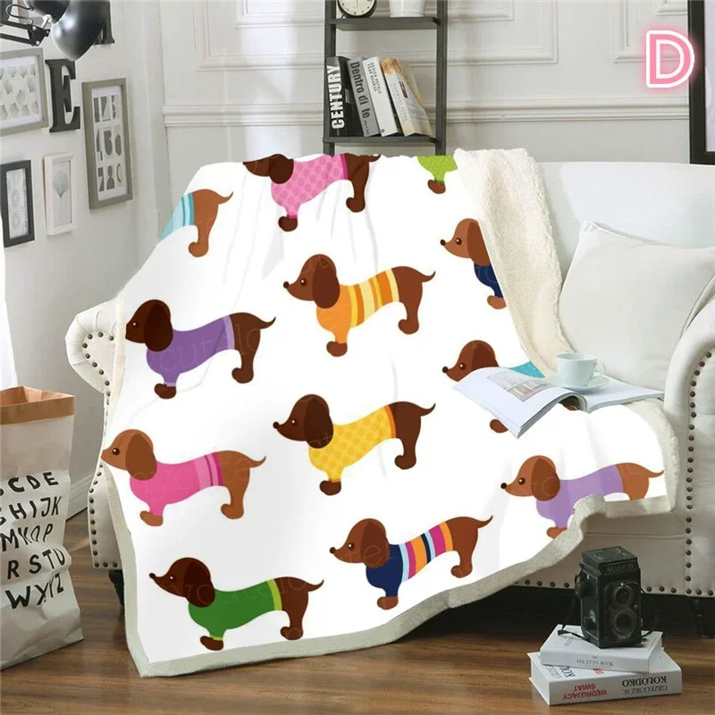 Puppy Dog Blanket Dachshund Dog Printed Blanket Fleece Blanket Flannel Sleep Comfort Super Soft Sofa Blanket 5