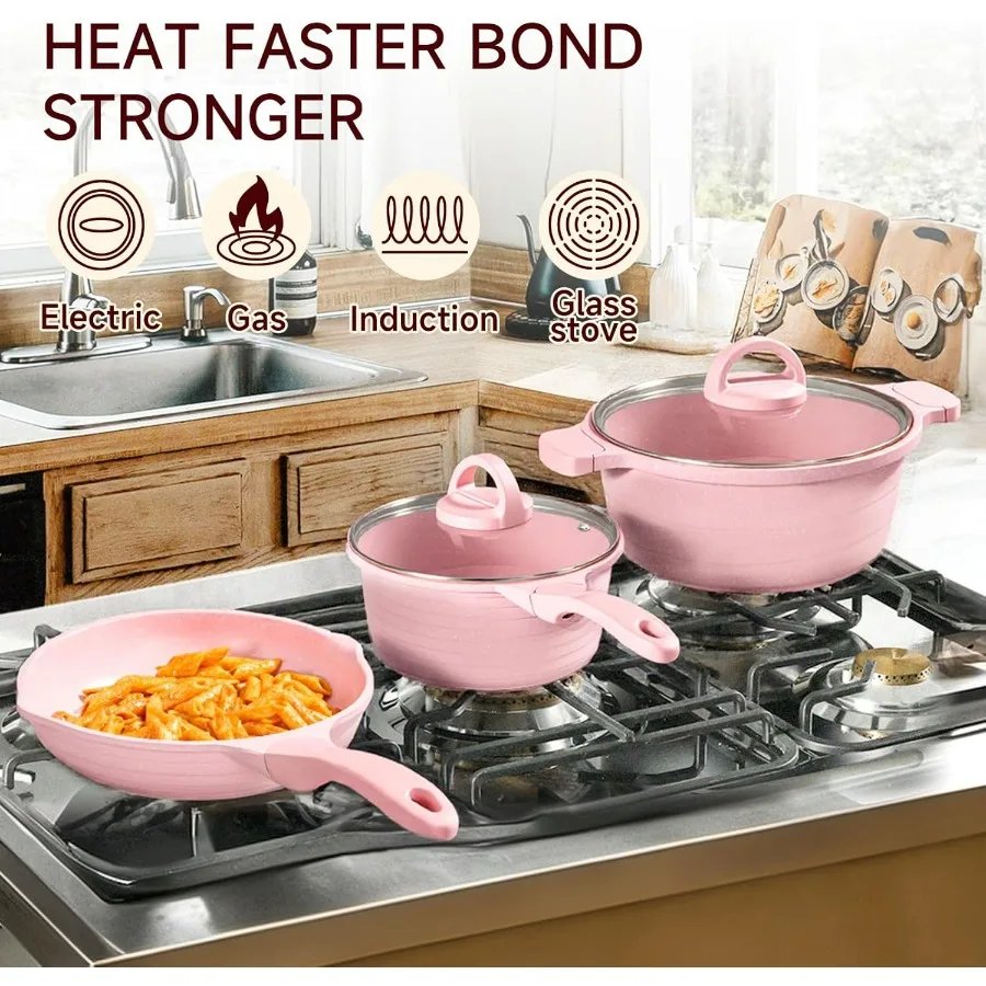 23‑Piece Pink Nonstick Cookware Set – Induction Compatible 5