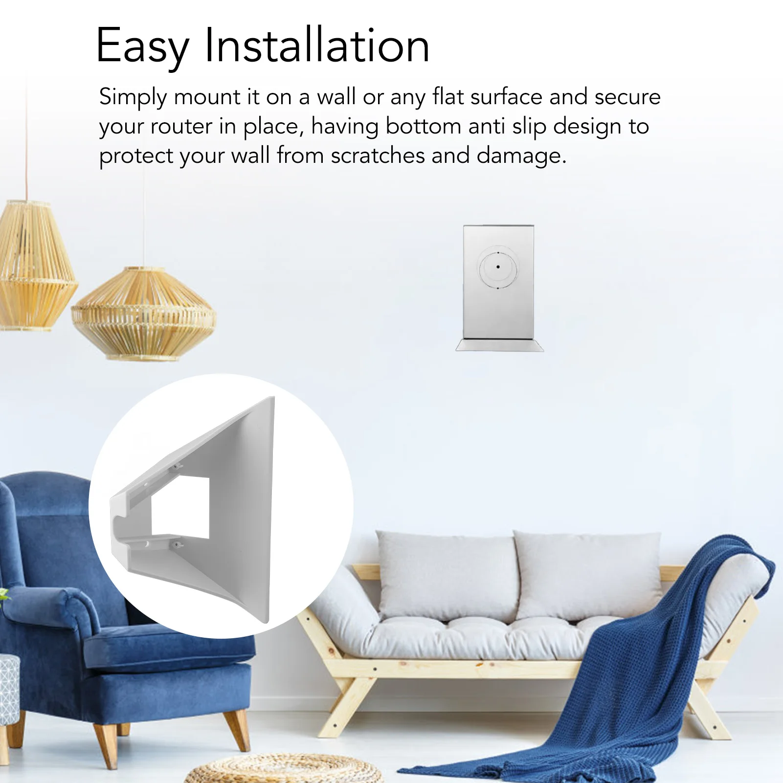 Router Bracket Holder Stable Support Easy Installation Wall Mounted Router Mount for Home Living Room