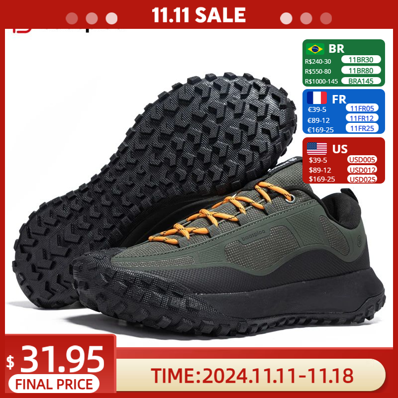 Baasploa New Men Hiking Shoes Anti Splash Water Outdoor Sneakers for Men Comfort Casual Sneakers Male Non-Slip Wear Resistant