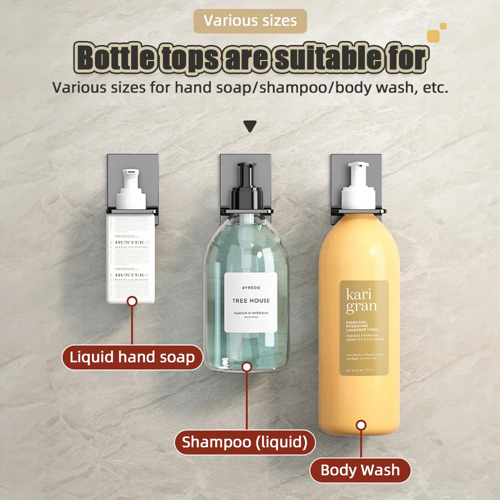 Description Picture 4 of item2/3Pcs Adjustable Shampoo Bottle Rack Hook Universal Shower Gel Holder Wall Mounted Hand Liquid Soap Hanger Bathroom Shelves