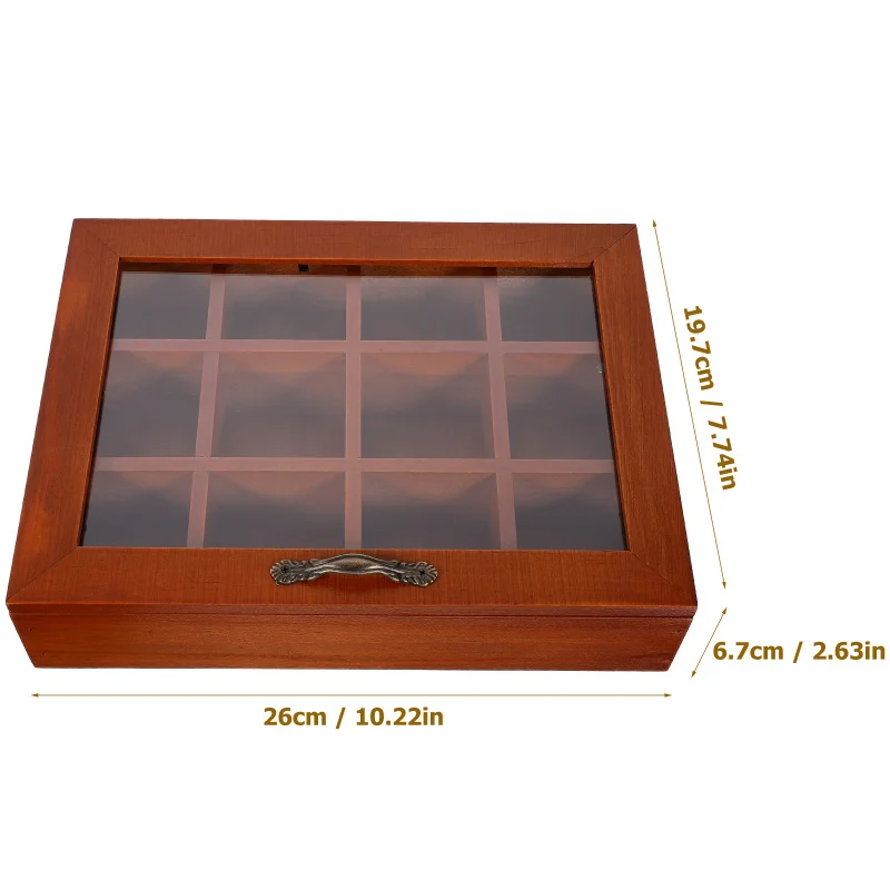 Description Picture 6 of item12 Tea Bag Storage Box Transparent Acrylic 12 Grid Compartment Teabag Holder Household ganizer Coffee Station Creative Tea Box