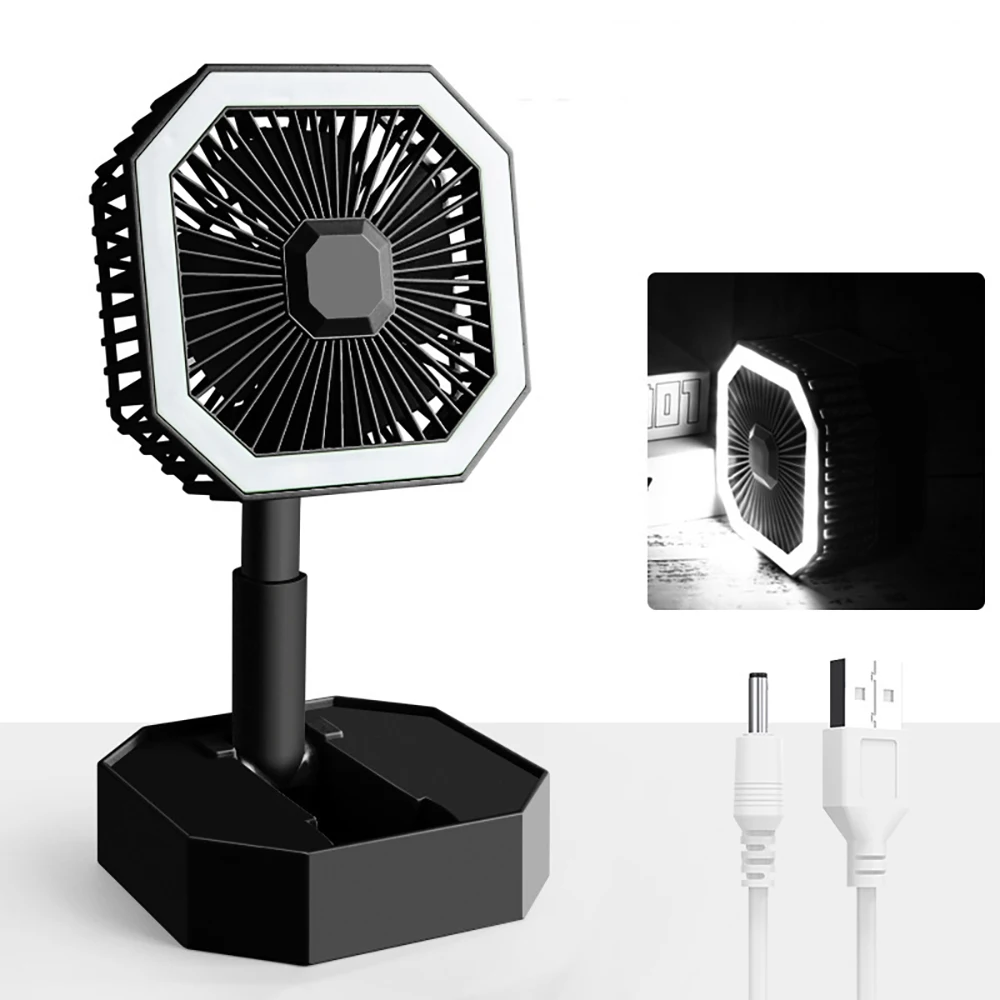 

Portable Fan Rechargeable Adjustable Height Angle With LED Light USB Foldable Mini Fan Personal Fan for Travel Office Home