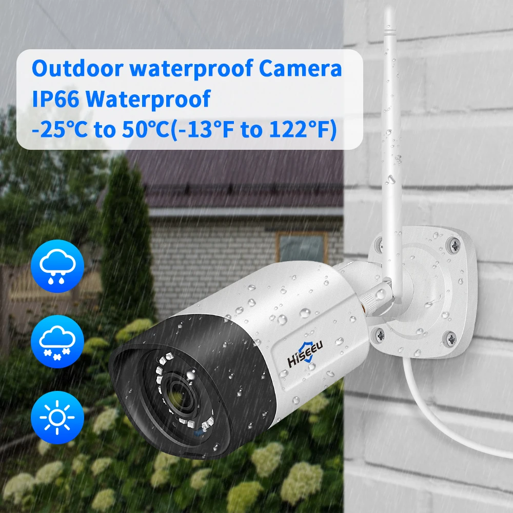 Hiseeu H.265 16CH NVR 5MP Wifi 감시 카메라 시스템 컬러 야간 인간 모션 2 웨이 오디오 WiFi 야외 보안 카메라 세트