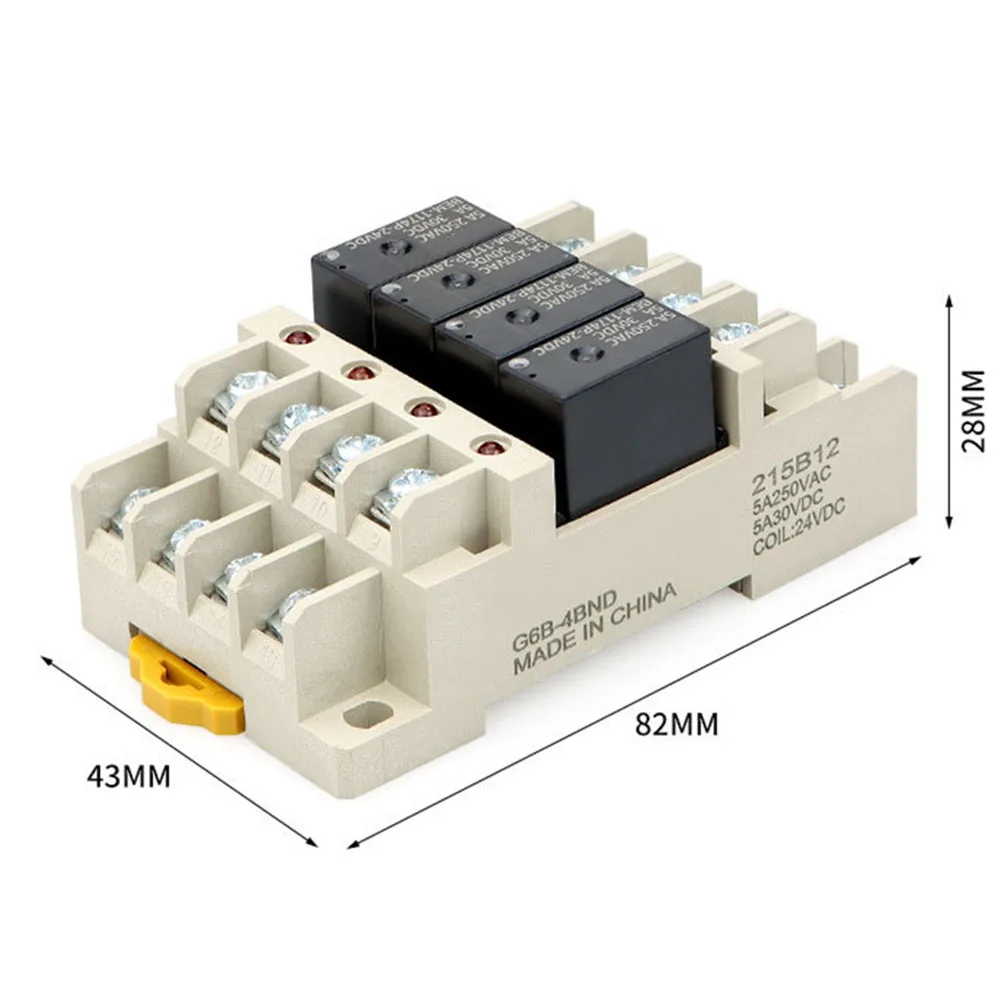 

1pc Pluggable Terminal Relay Module G6B-4BND Set Combination 24V With Base 4-way NO Electrical Equipment Supplies Accessories