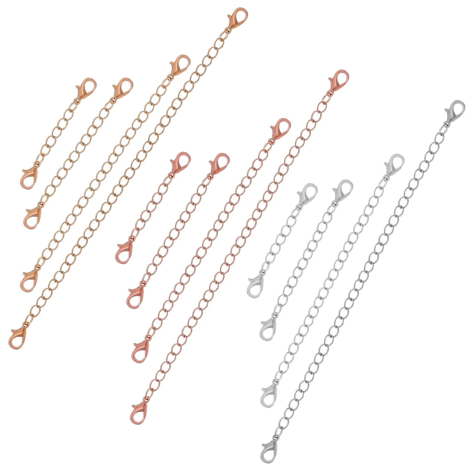 

12 Pcs Extension Chain Necklace Extender for Jewelry Making Rose Gold Bracelet Extenders Chains Alloy