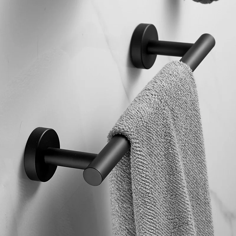 Badezimmer-Accessoires-Set, Einzelhandtuchhalter, Bademantelhalter, Toilettenpapier, Schwarz