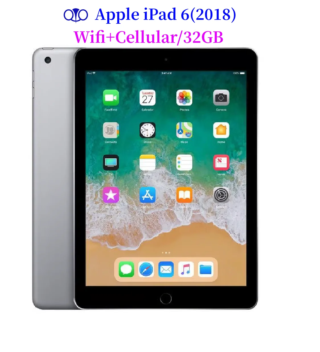 Original Unlocked Apple iPad 9.7'' iPad 6th Gen Wifi+Cellular 32GB 9.7'' A10 Fusion IPS LCD iOS 11.3 95% New Tablet