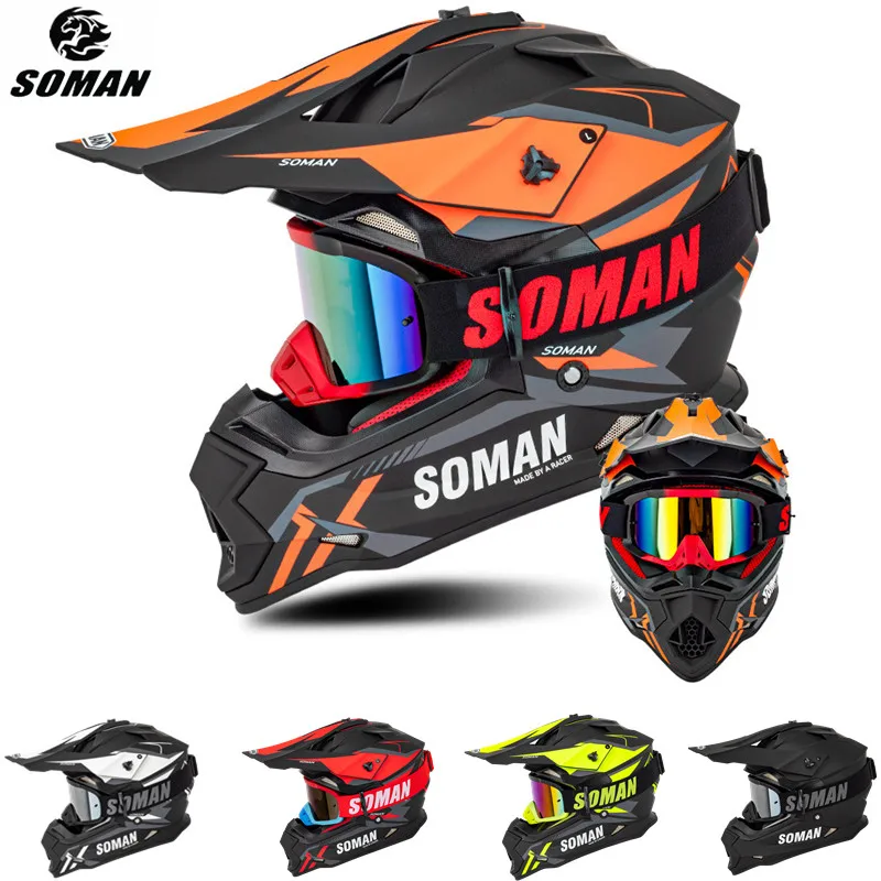SOMAN Casco Mtb Cross Bike Casque Helm Atv Crash Helm Motor Motocross  Kualitas Tinggi ECE Approved Casque De Moto Ringan|Helm| - AliExpress