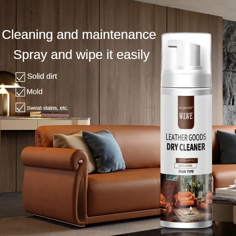 Leather Cleaner 200ml Leather Cleaner Universal Dry Cleaning Agent Car Seat Sofa Leather Bag Care and Maintenance Agent Foam Cleaning