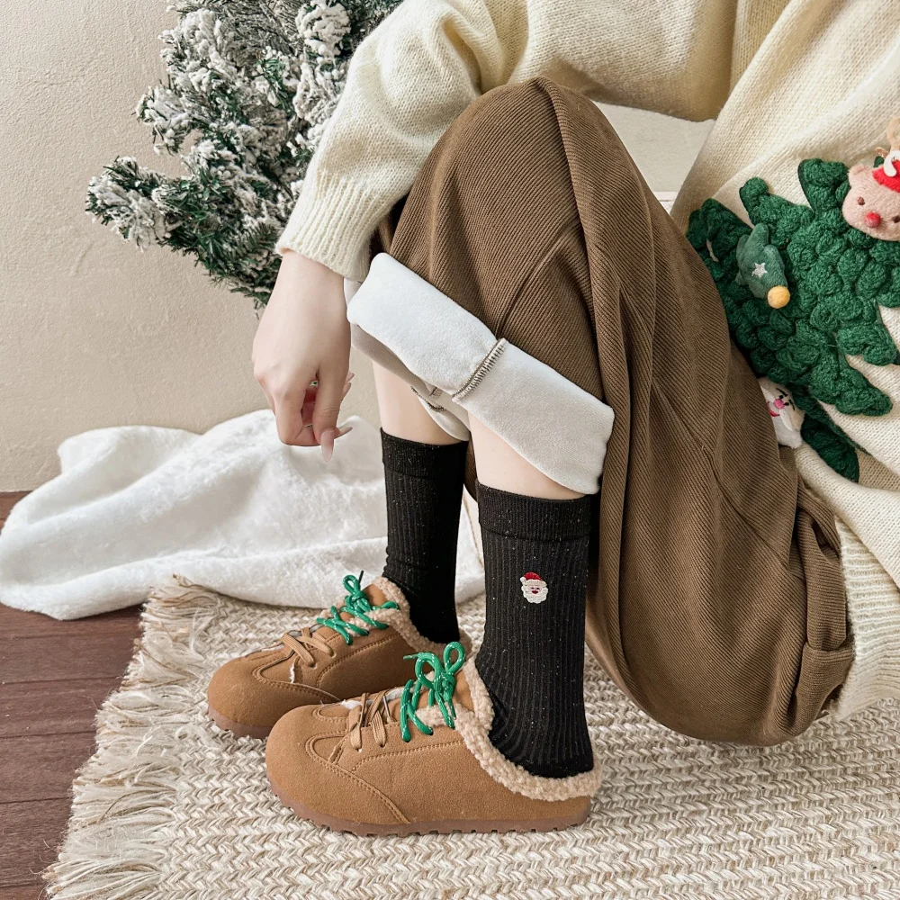 Niedliche Cartoon-Tier-Socken mit Polka Dots und Schneemann-Stickerei, Trendige Damen-Plüschsocken, Weihnachtsgeschenk – Detail 22