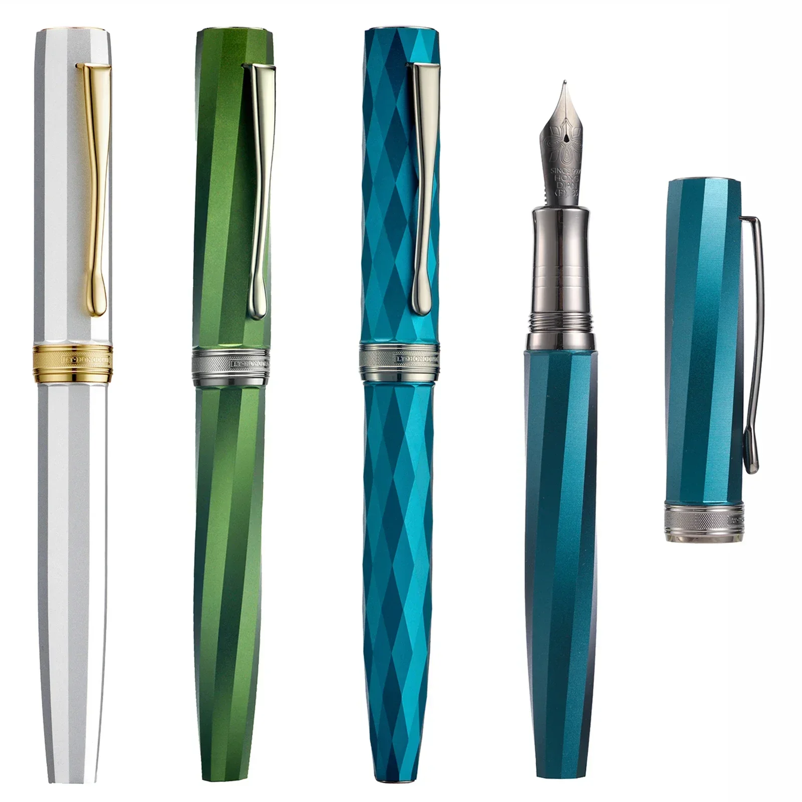 Hongdian N11 Fountain Pen EF/F Nib with Converter, Polygonal Aluminum Alloy Writing Gift Pen Set limited edition color jinhao 9019 fountain pen 8 ef f m nib lake blue big size resin office writing pen with large converter