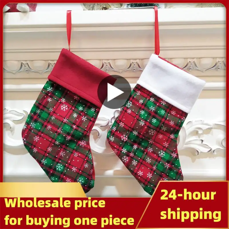 

Kids Christmas Stocking Decor Christmas Stockings Santa Candy Bag Sock Gift Kids Candy Bag Santa Claus Xmas Socks Tree Ornaments